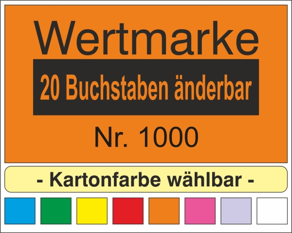 1000 Wertmarken  "1 Zeile, bis 20 Zeichen"